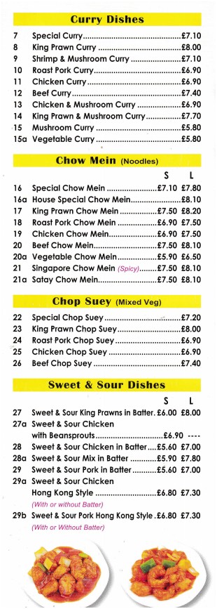 Menu of xxxxx