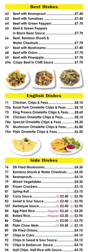Menu of xxxxx