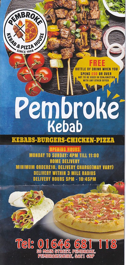 Pembroke kebabs menu